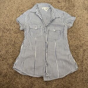 H&M Blue and White Striped Button-Down Shirt